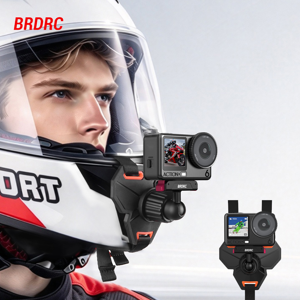 Action Camera Motorcycle Helmet Mount - BRDRC Sangle de fixation pour casque