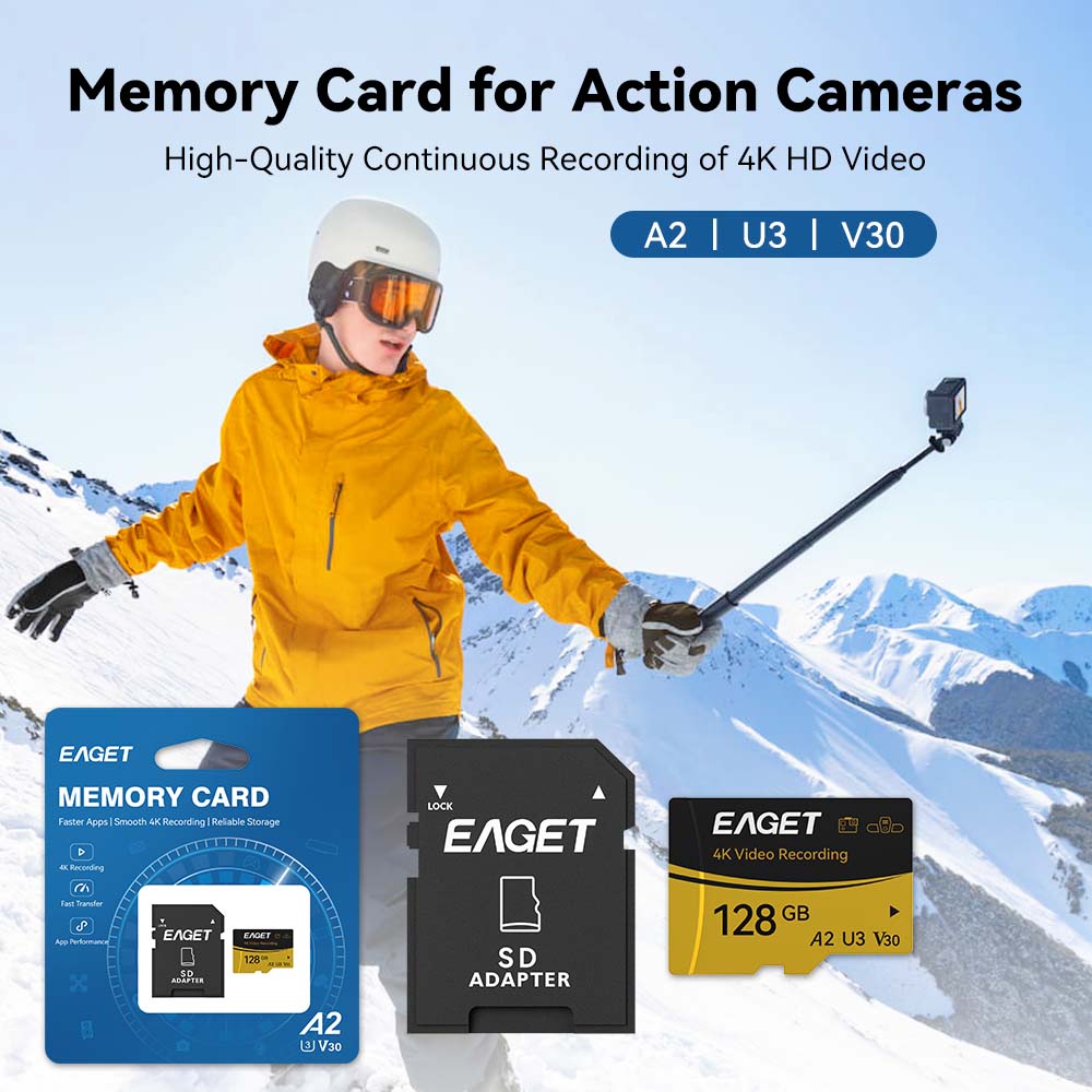 Action Camera Micro Sd Card 128Gb V30 - Carte mémoire EAGET TF Micro SD