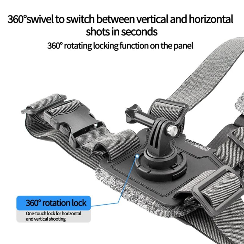 Action Camera Chest Strap Harness Mount - Harnais de fixation réglable B92B pour