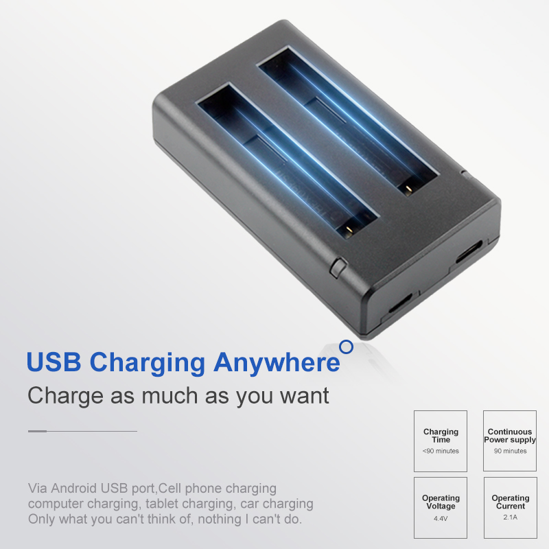 Action Camera Battery Charger Dual Pack - Batterie IS360X3B pour Insta360 ONE X3,