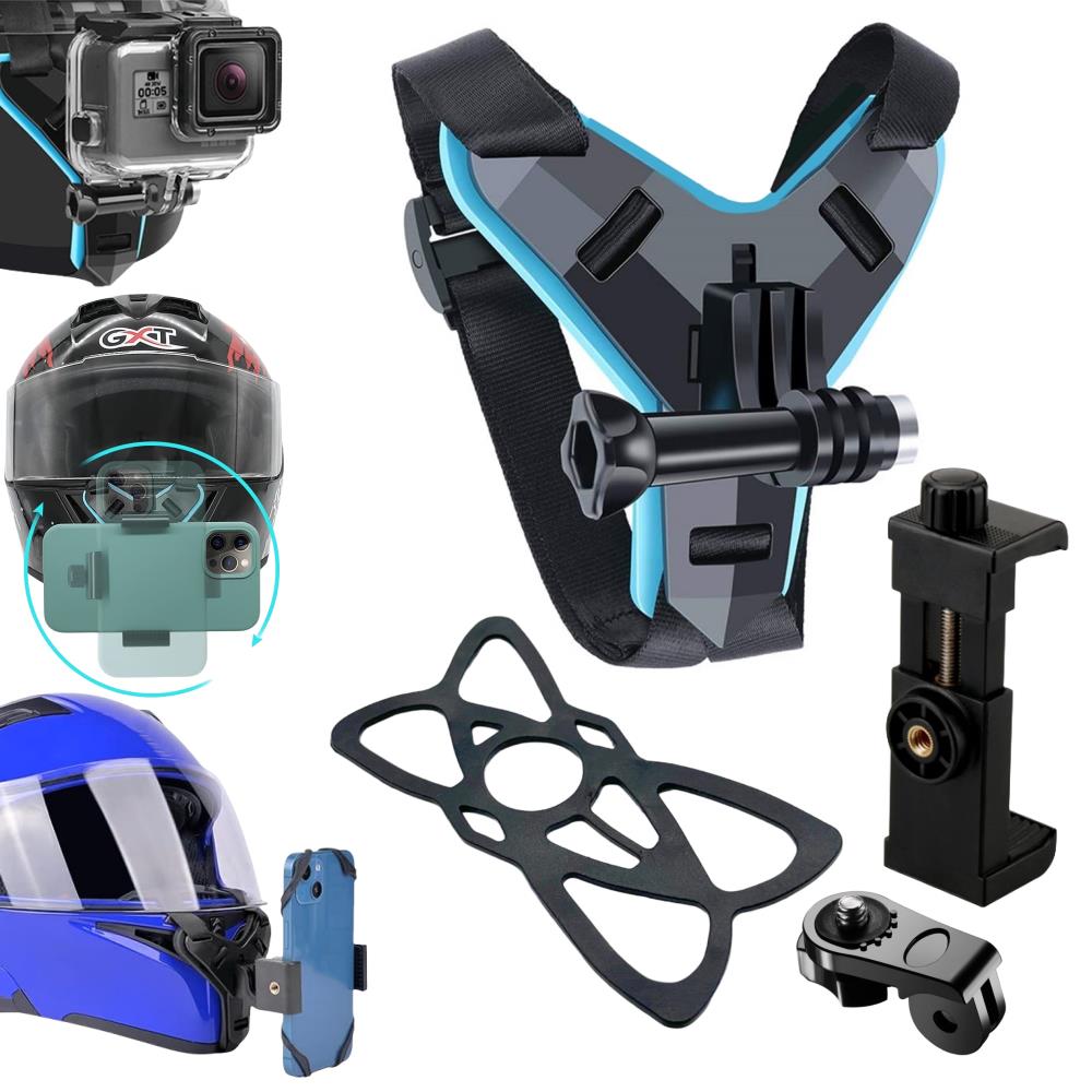 Action Camera Motorcycle Helmet Mount - Support de téléphone pour casque de