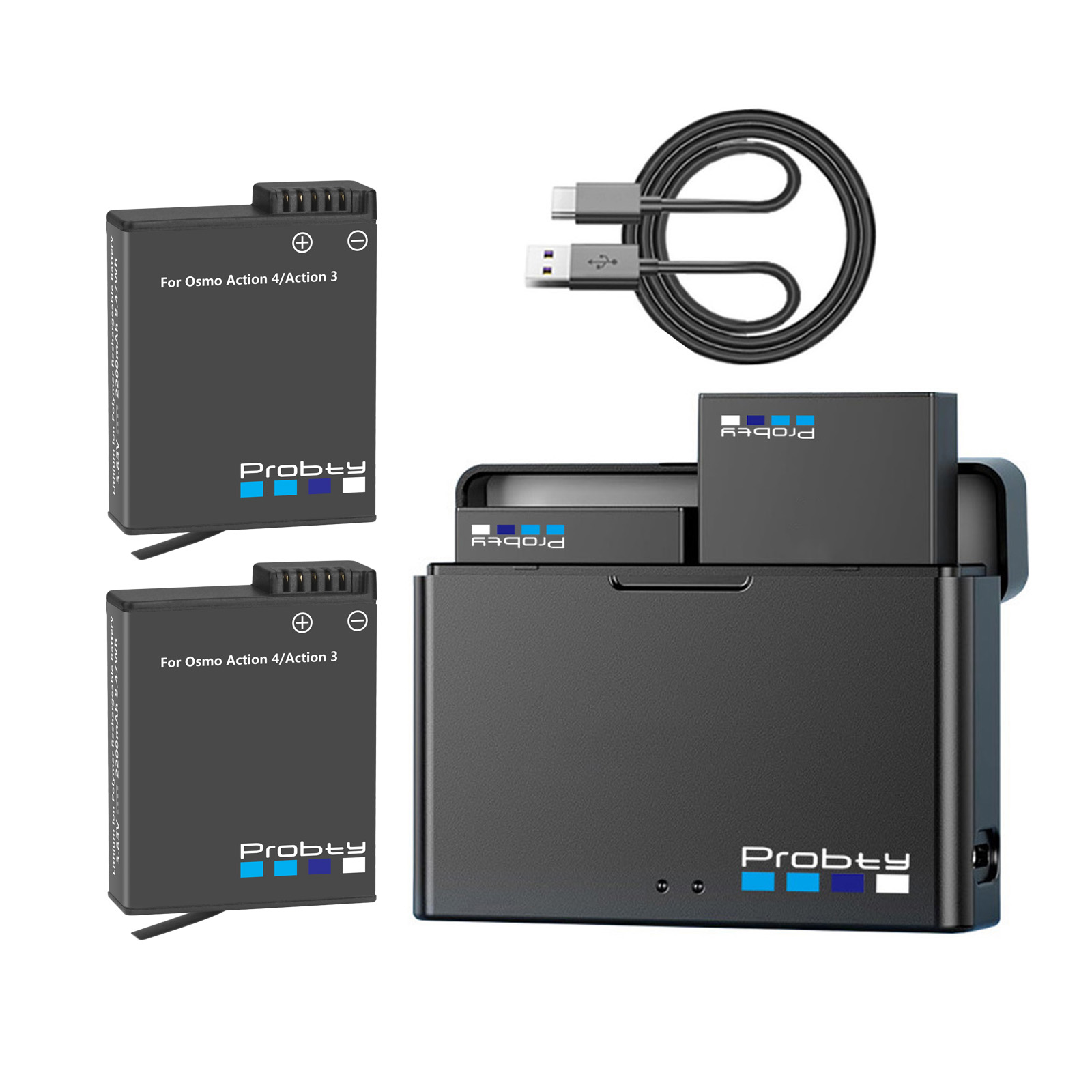 Action Camera Battery Charger Dual Pack - Pour DJI Osmo Action 3 Action