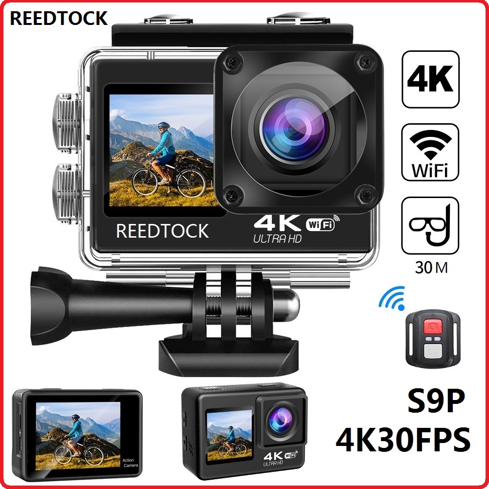 Action Camera 4K 60Fps Dual Screen - Caméra d'action 4K/30FPS avec double écran,