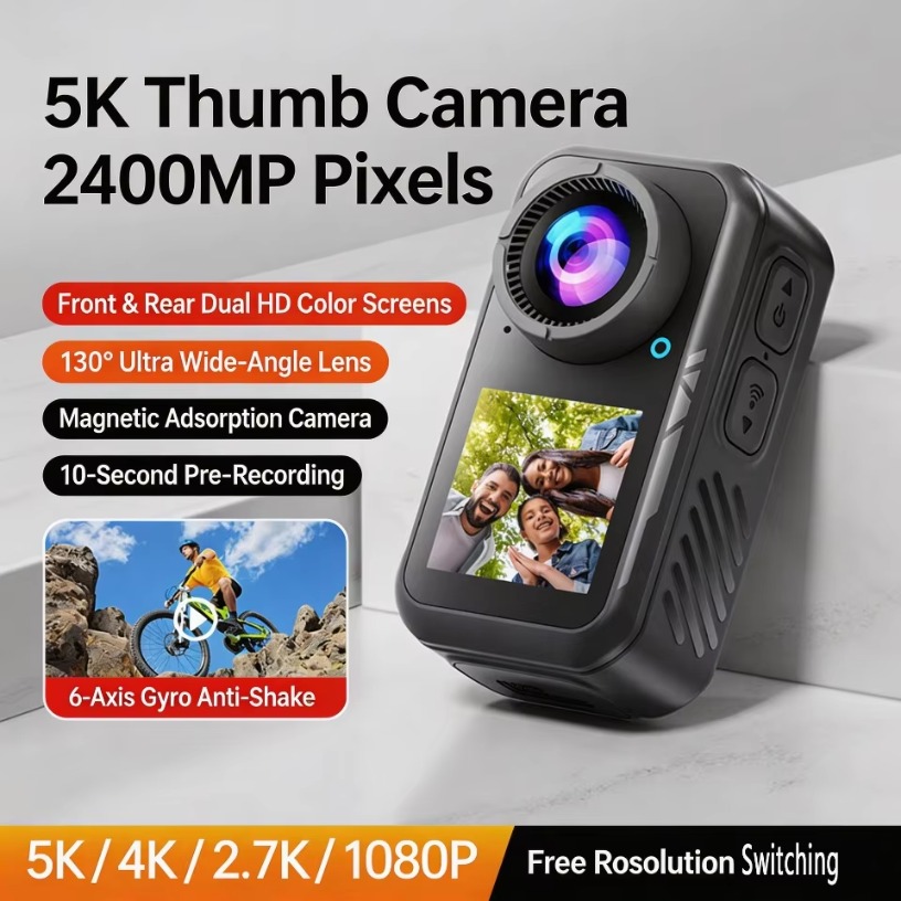 Action Camera Optical Image Stabilization - Mini caméra d'action 4K 60 FPS,