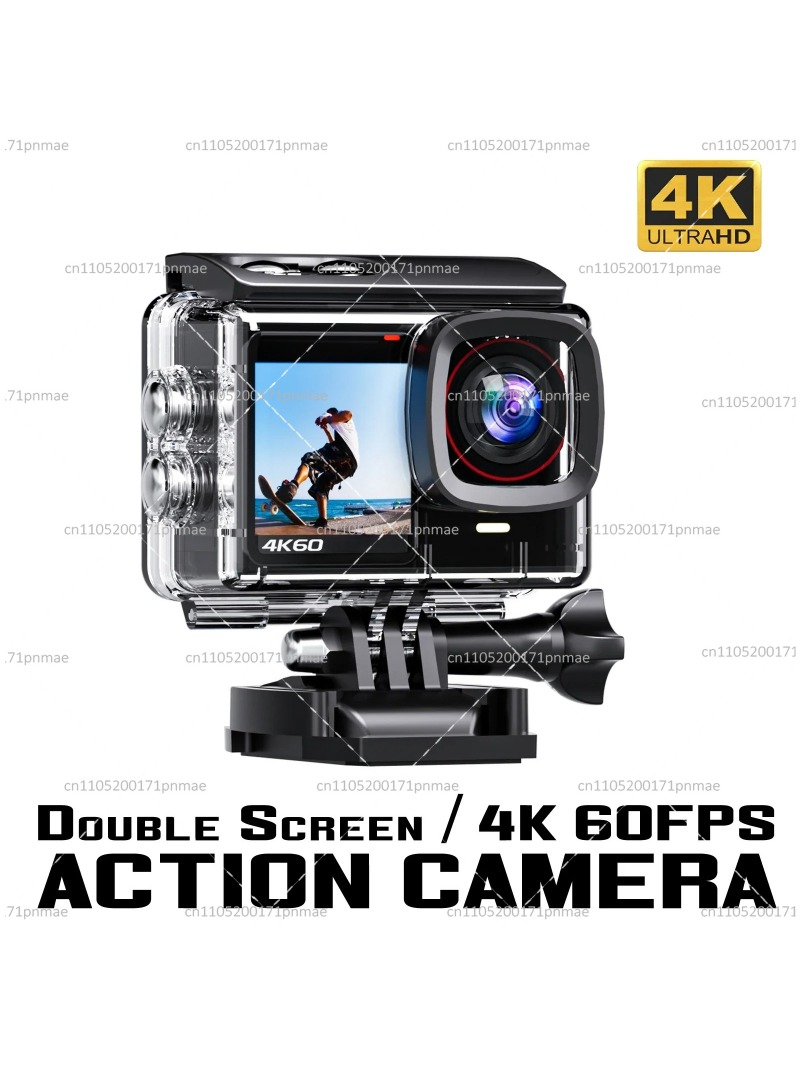 Action Camera 4K 60Fps Dual Screen - Caméra d'action WiFi 4K 60FPS à
