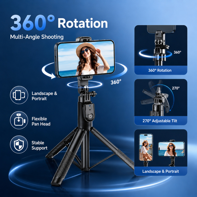 Trépied perche à selfie Blueto - Action Camera Selfie Stick Invisible avis et prix