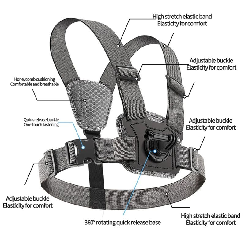 Harnais de fixation réglable B - Action Camera Chest Strap Harness Mount avis et prix