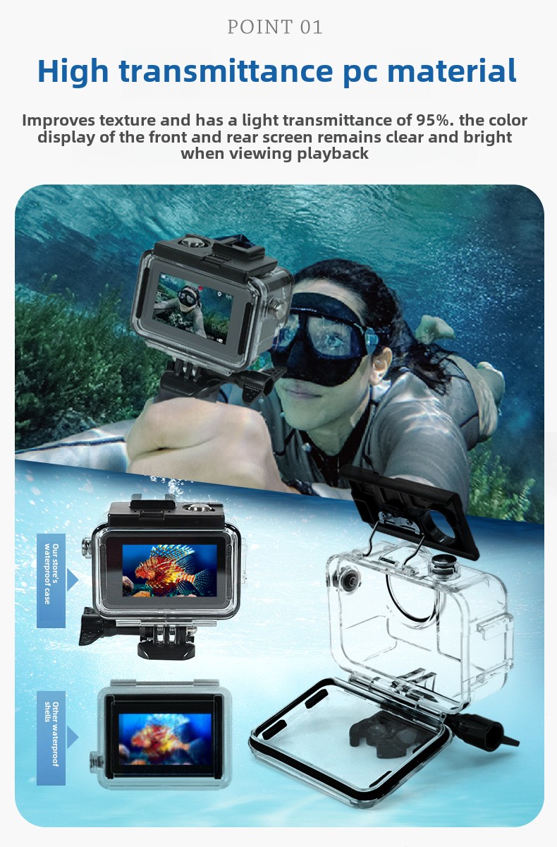 Boîtier étanche pour caméra d' - Action Camera Diving Case Underwater 60M avis et prix