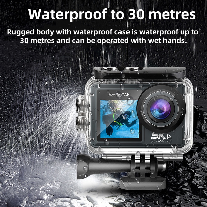 Caméra d'action 5K, 5K/30FPS,  - Action Camera 4K 60Fps Dual Screen avis et prix