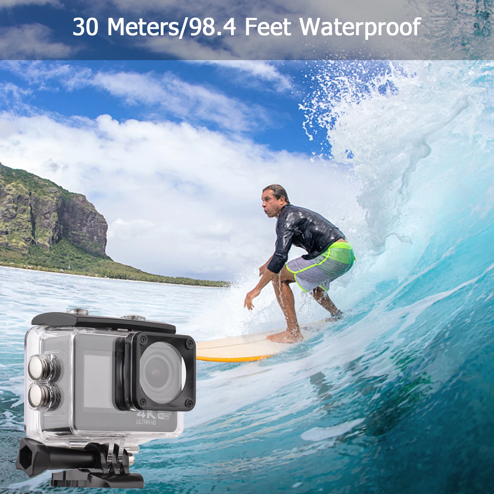 Caméra d'action WiFi étanche à - Action Camera 4K 60Fps Dual Screen avis et prix