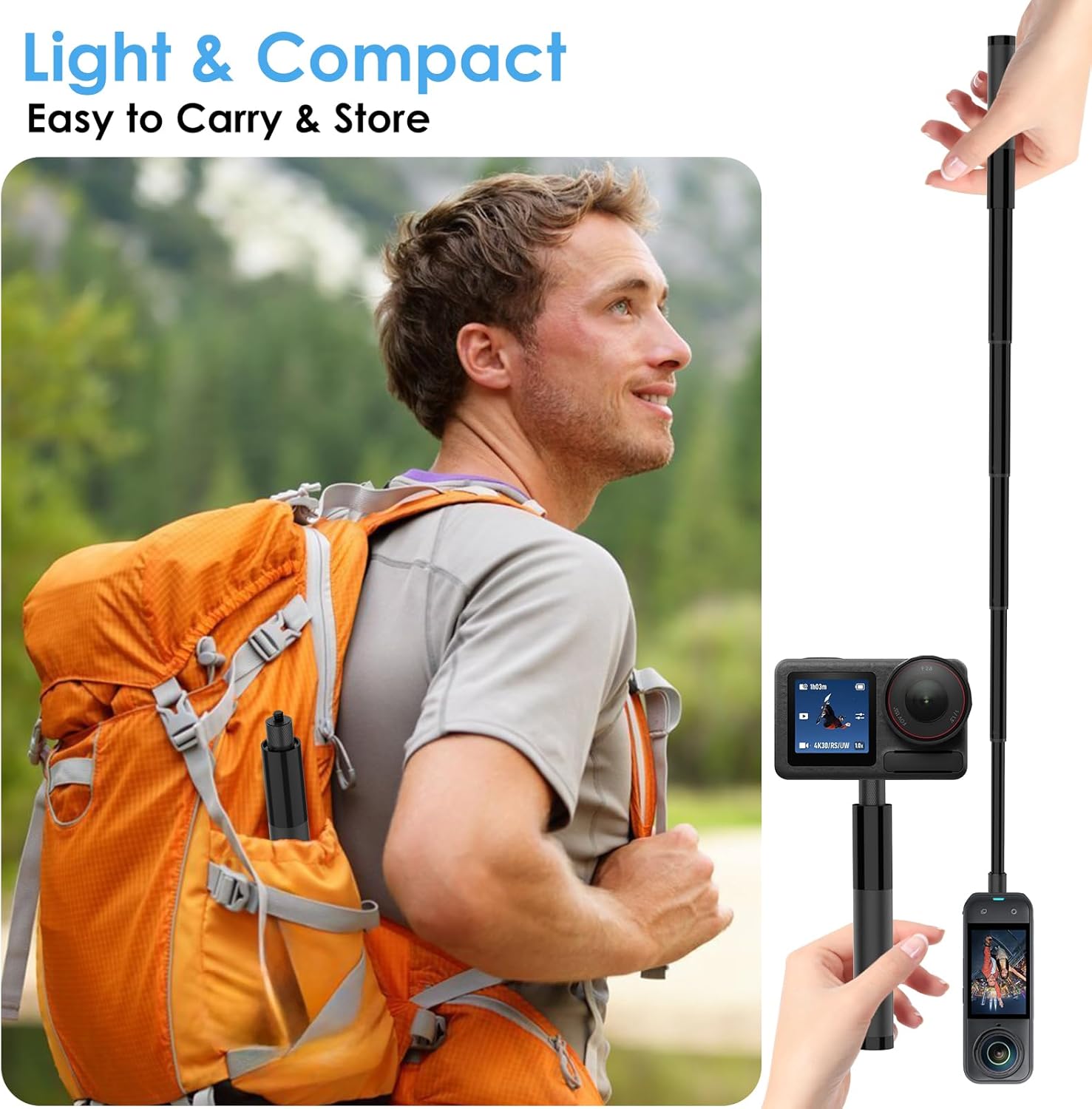 Bâton de selfie invisible de 7 - Action Camera Selfie Stick Invisible avis et prix