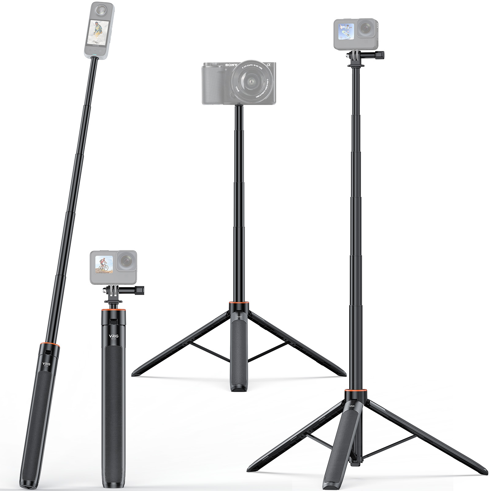 VRIG TP21 : trépied perche à s - Action Camera Selfie Stick Invisible avis et prix