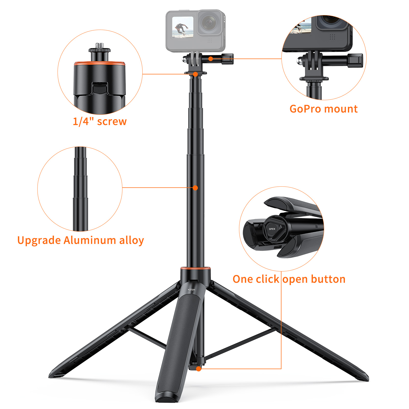 VRIG TP21 : trépied perche à s - Action Camera Selfie Stick Invisible avis et prix