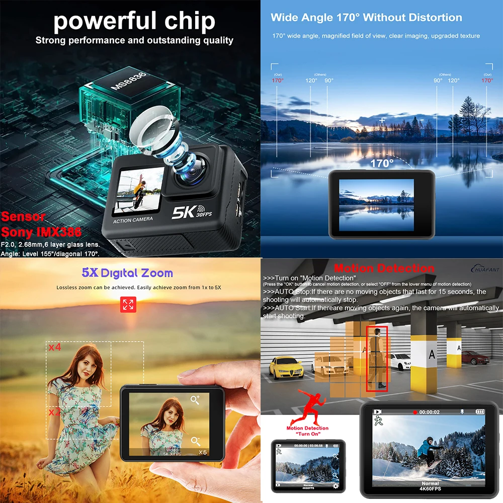 Caméra d'action G9SE 5K30fps 4 - Action Camera 4K 60Fps Dual Screen avis et prix