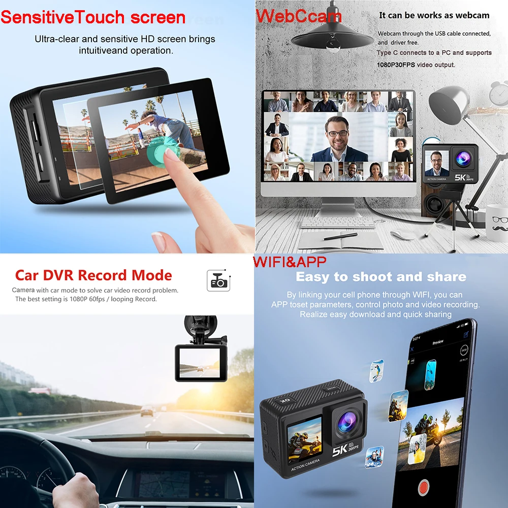 Caméra d'action G9SE 5K30fps 4 - Action Camera 4K 60Fps Dual Screen avis et prix